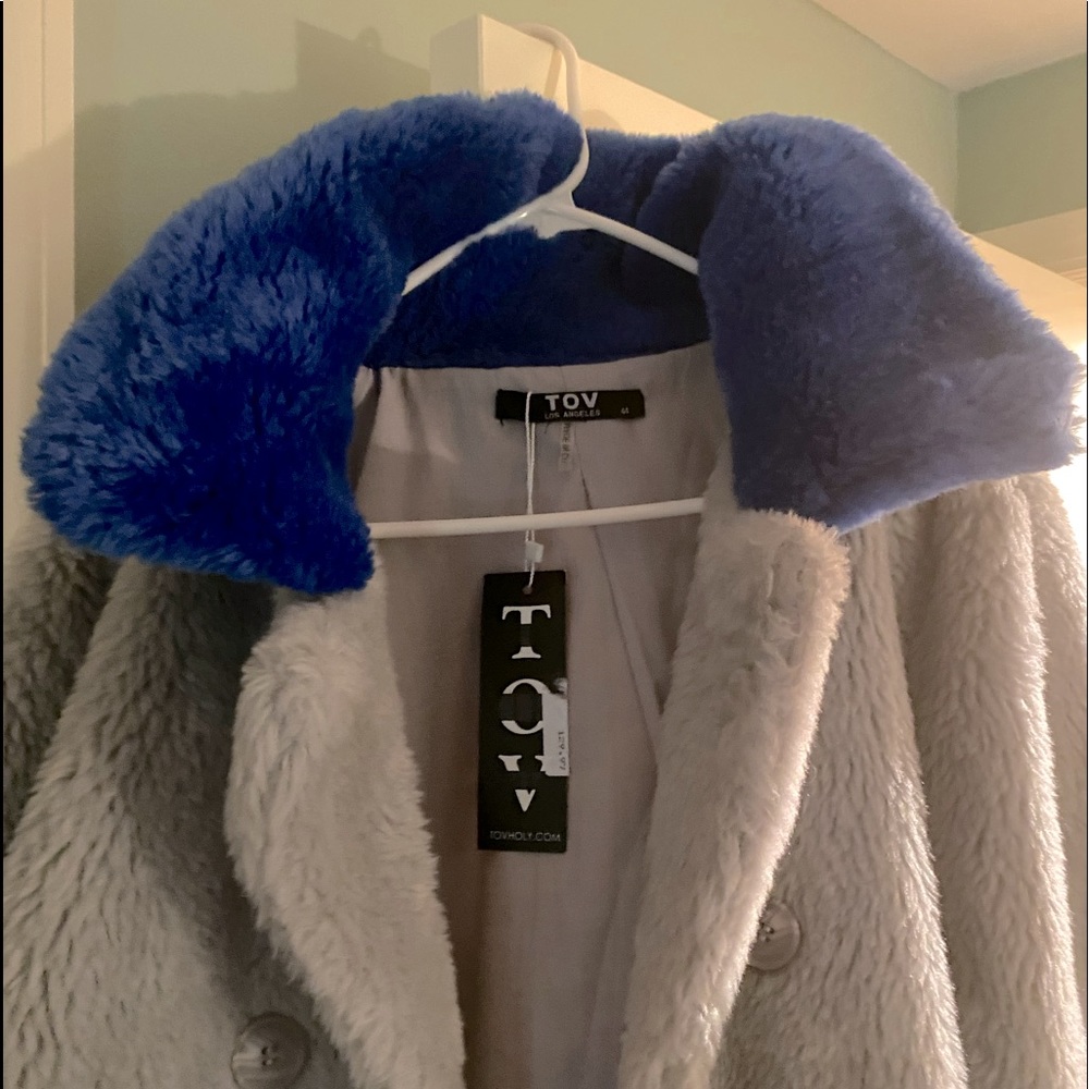 Grey Fluffy Peacoat